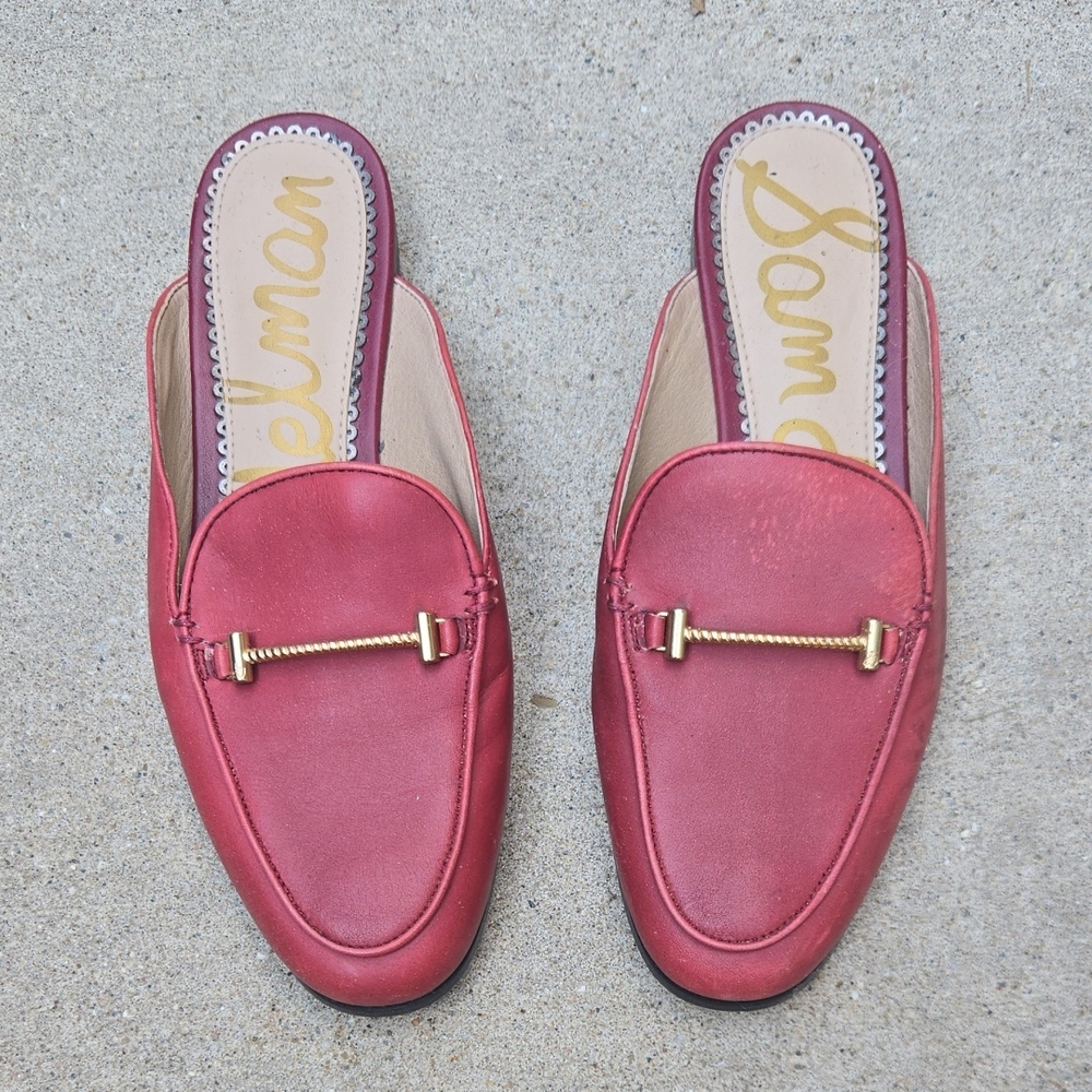 Sam Edelman Red Mules with Gold Accent